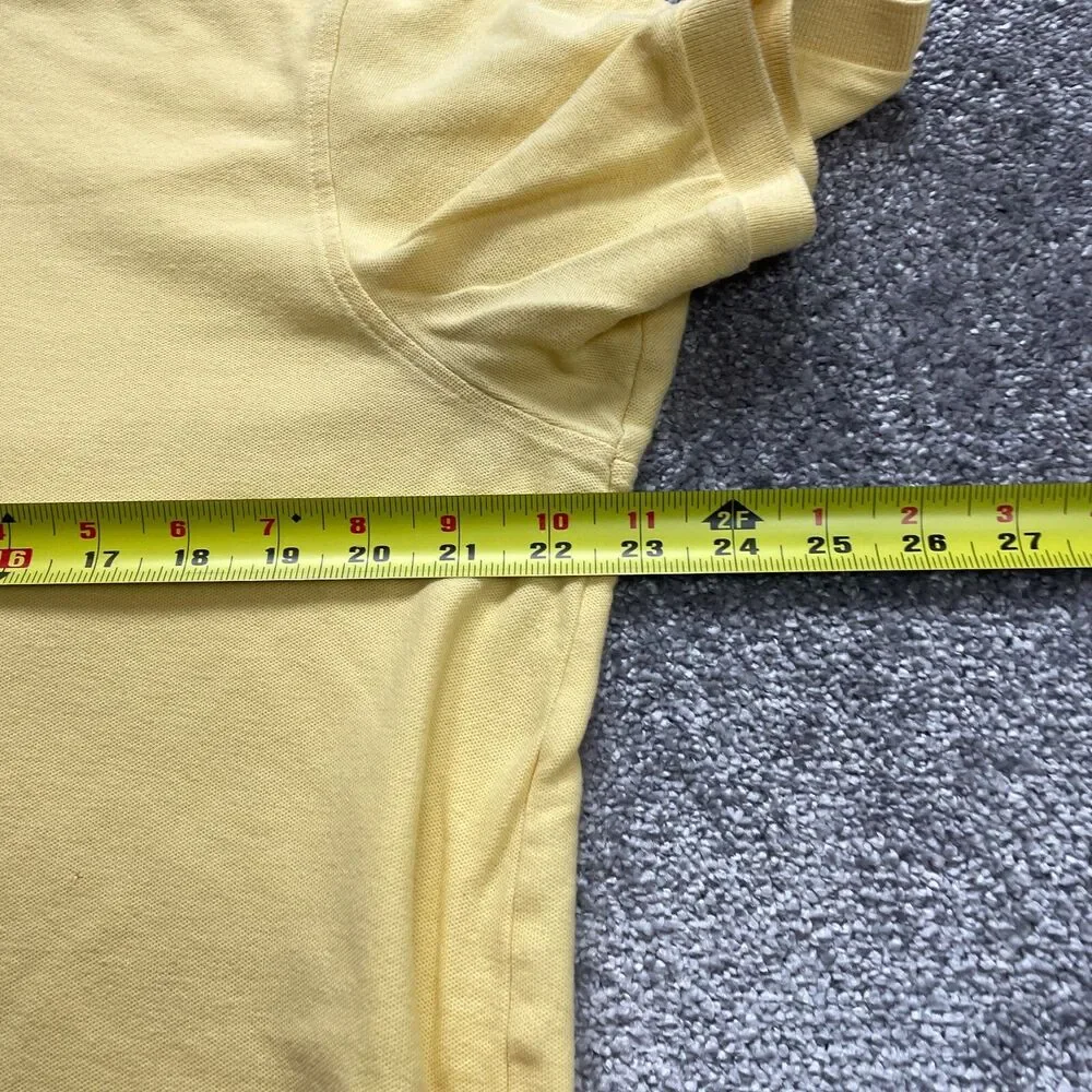 Golf Polo Shirt Mens Medium Yellow Rugby Cotton Collared Preppy Short Sleeve